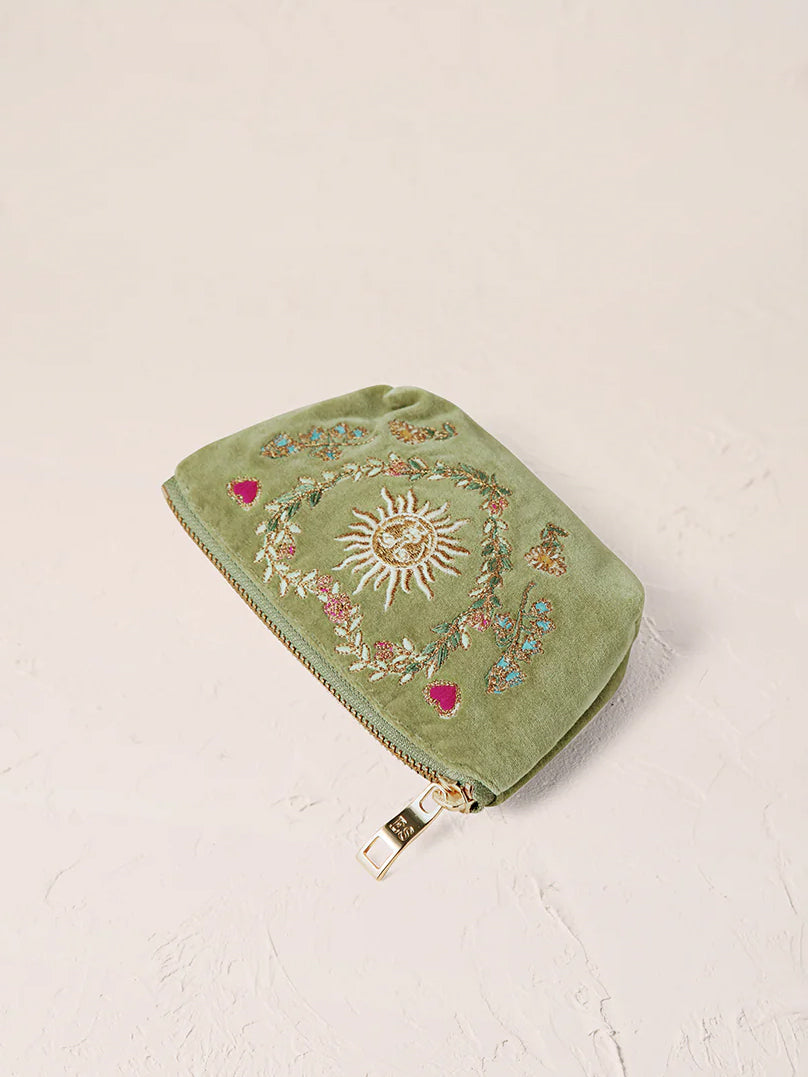 Elizabeth Scarlett Velvet Coin Purse - Olive Earth Goddess