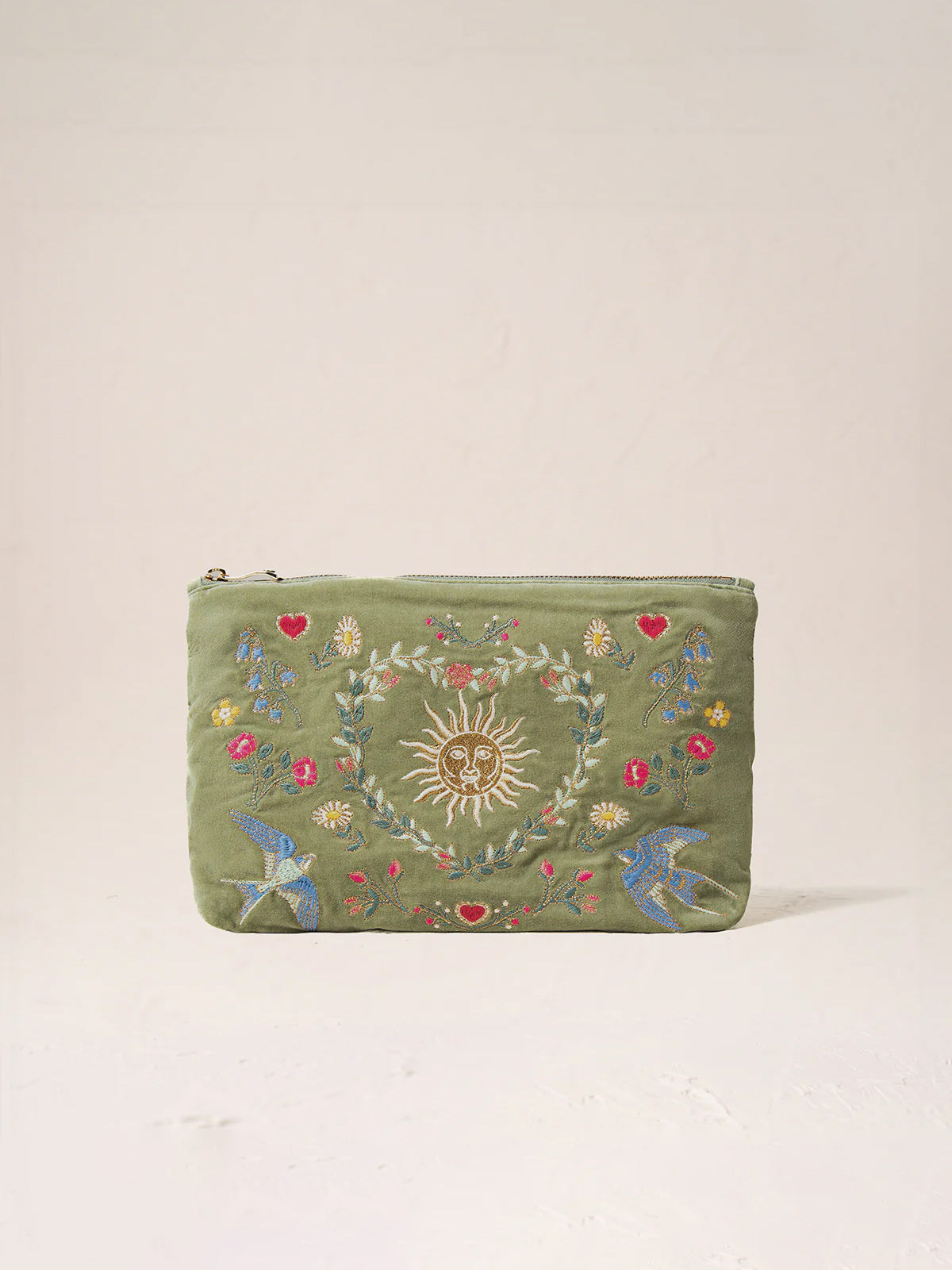 Elizabeth Scarlett Velvet Everyday Pouch - Olive Earth Goddess