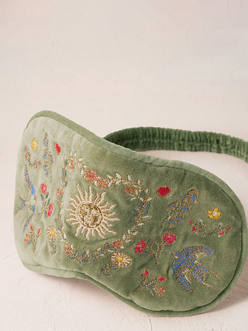 Elizabeth Scarlett Velvet Eye Mask - Olive Earth Goddess