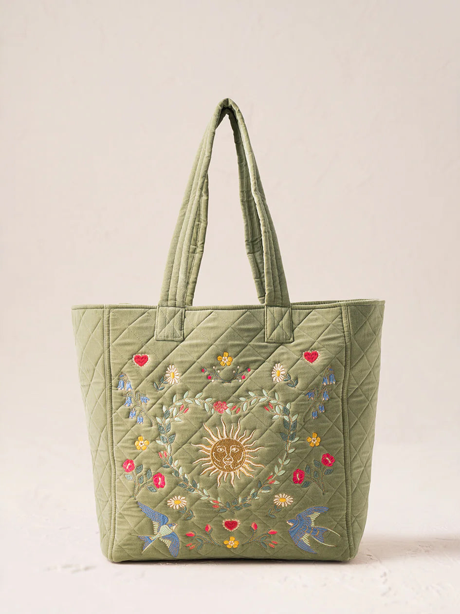 Elizabeth Scarlett Velvet Tote - Olive Earth Goddess