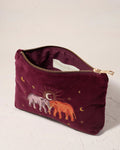 Elizabeth Scarlett Velvet Mini Pouch - Ruby Enchanted Elephant