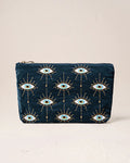 Elizabeth Scarlett Velvet Everyday Pouch - Ink Blue Mystical Eye