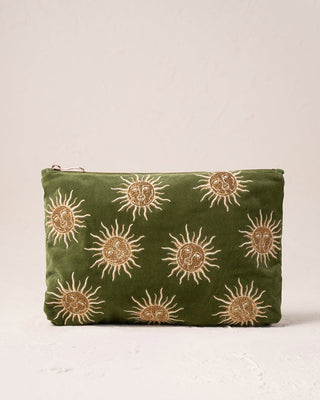 Elizabeth Scarlett Velvet Everyday Pouch - Fern Green Sun Goddess