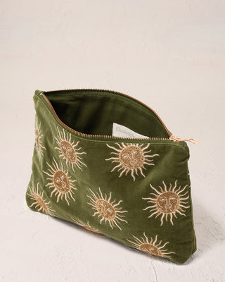 Elizabeth Scarlett Velvet Everyday Pouch - Fern Green Sun Goddess