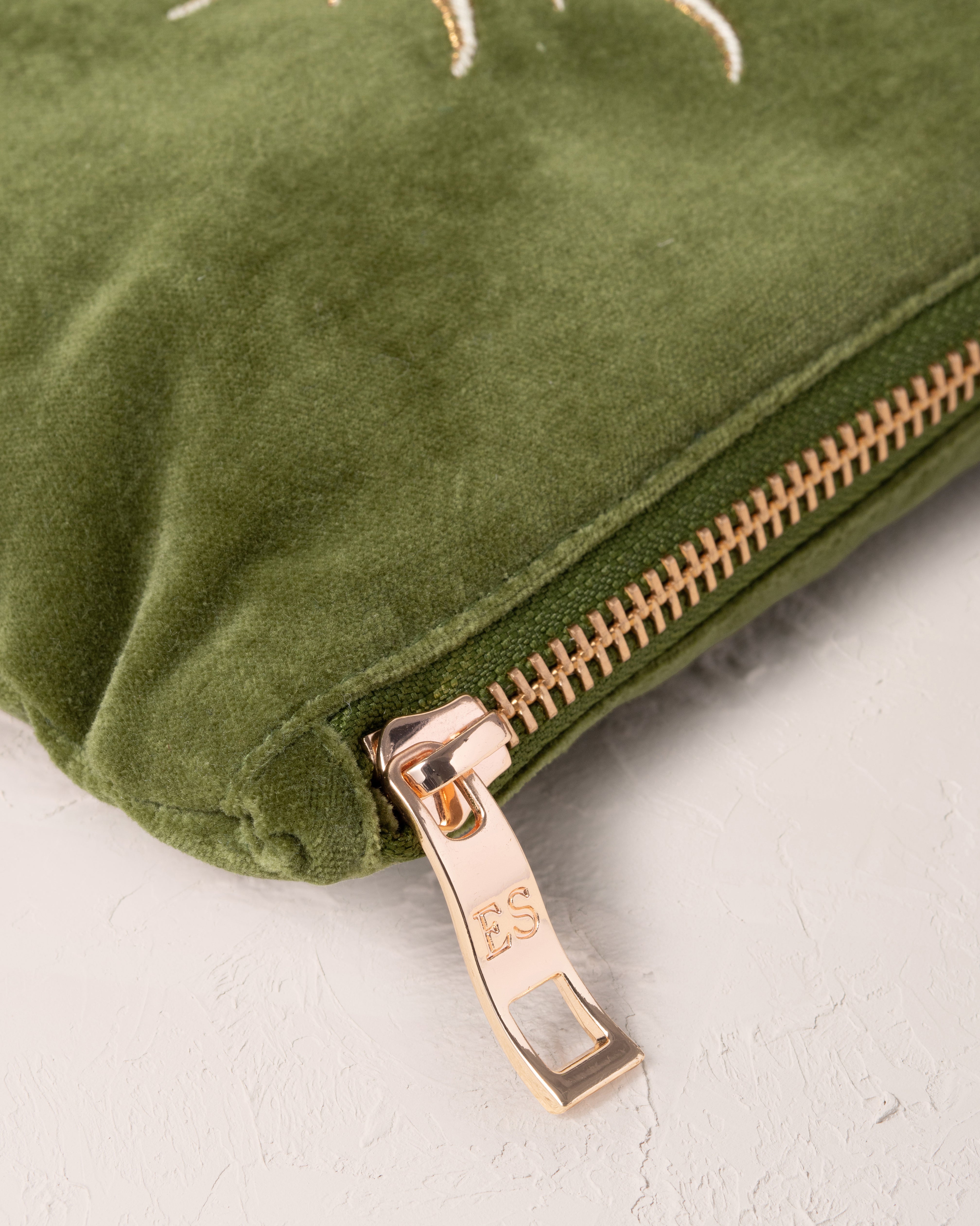 Elizabeth Scarlett Velvet Mini Pouch - Fern Green Sun Goddess