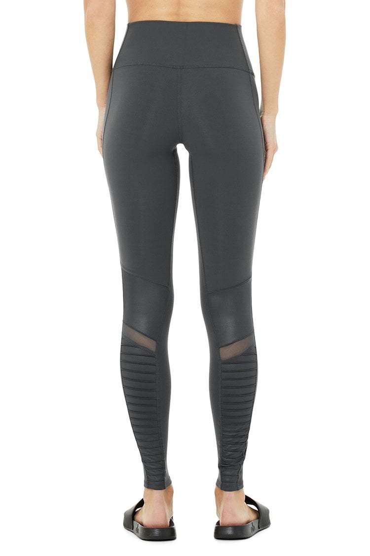 High-Waist Moto Legging - Anthracite/Anthracite Glossy