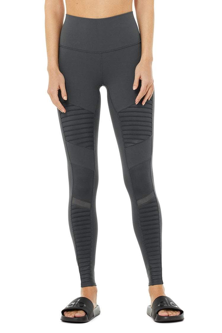 High-Waist Moto Legging - Anthracite/Anthracite Glossy