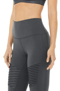 High-Waist Moto Legging - Anthracite/Anthracite Glossy