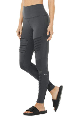 High-Waist Moto Legging - Anthracite/Anthracite Glossy