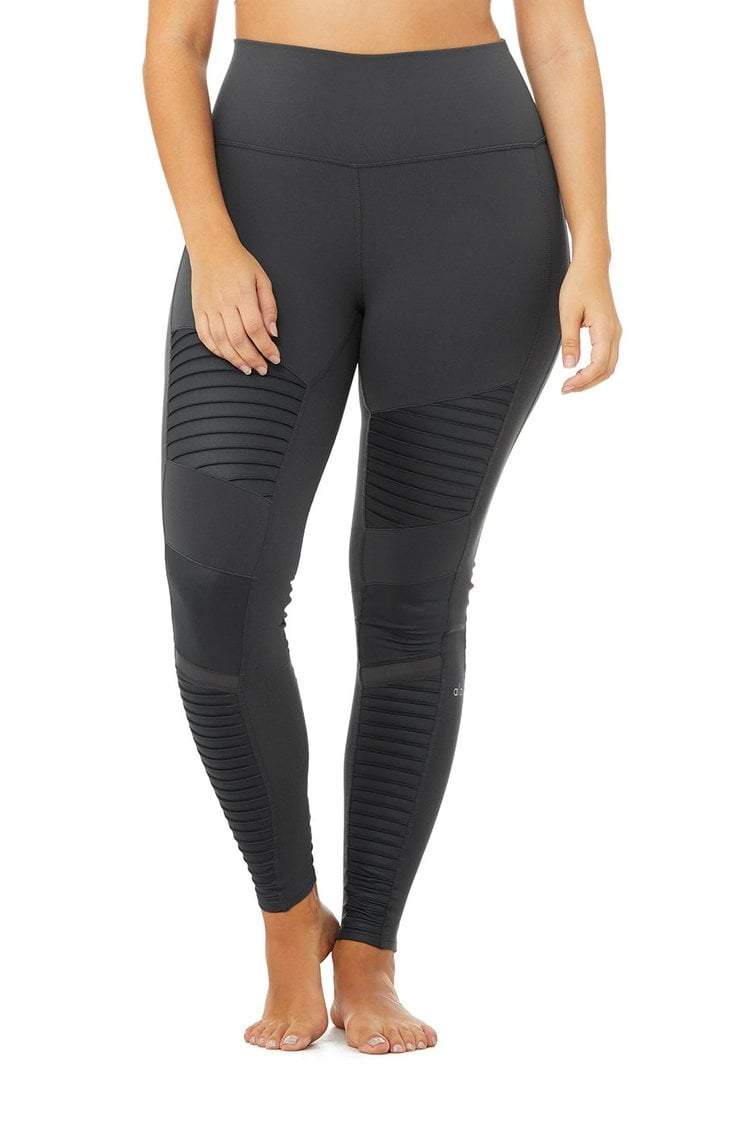 High-Waist Moto Legging - Anthracite/Anthracite Glossy