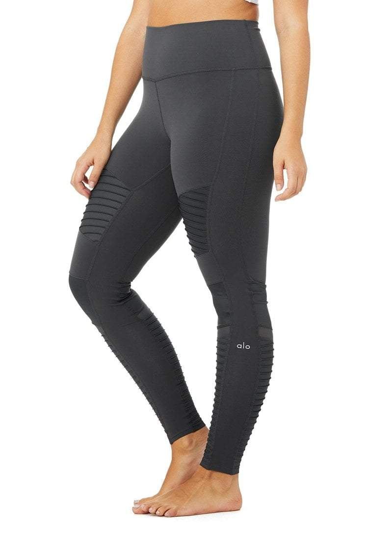 High-Waist Moto Legging - Anthracite/Anthracite Glossy