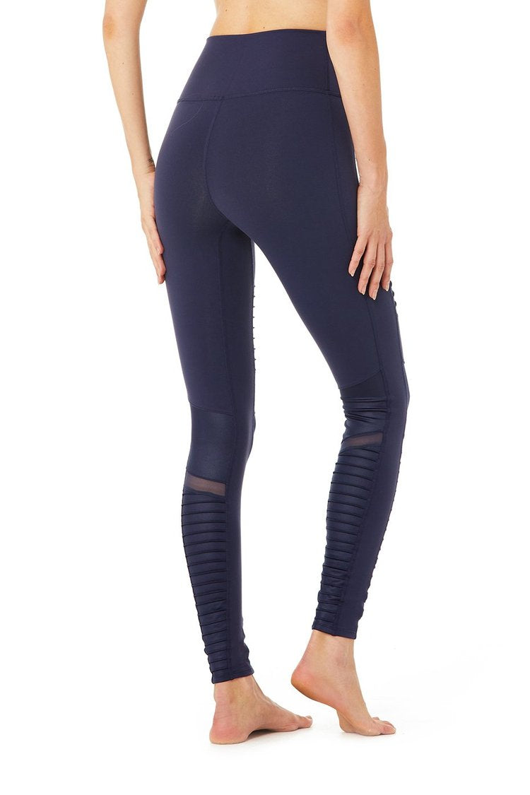 High-Waist Moto Legging - Rich Navy/Rich Navy Glossy