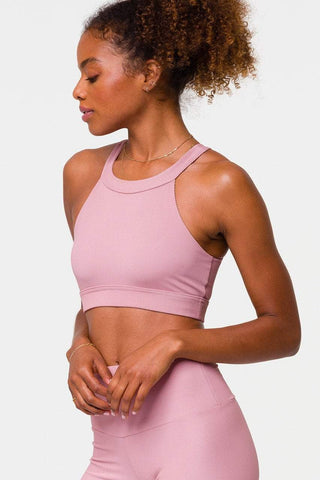 High Neck Crop Top - Antique Rose Rib