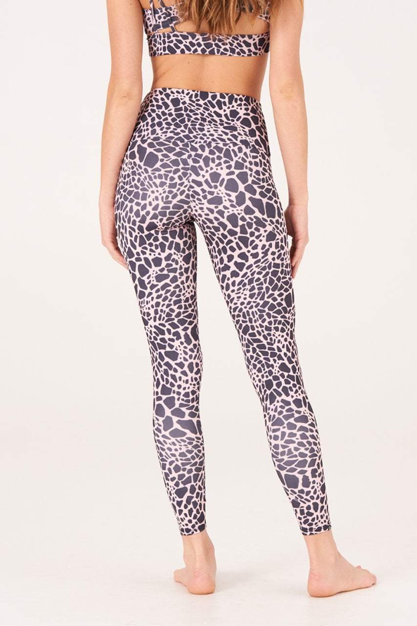 High Rise Midi Legging - Rose Giraffe