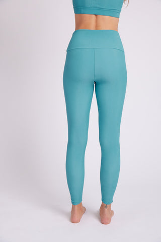 High Rise Rib Legging - Aquamarine Rib