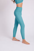 High Rise Rib Legging - Aquamarine Rib