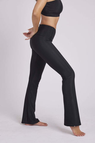 Rib Studio Flare Leg Pant - Black Rib